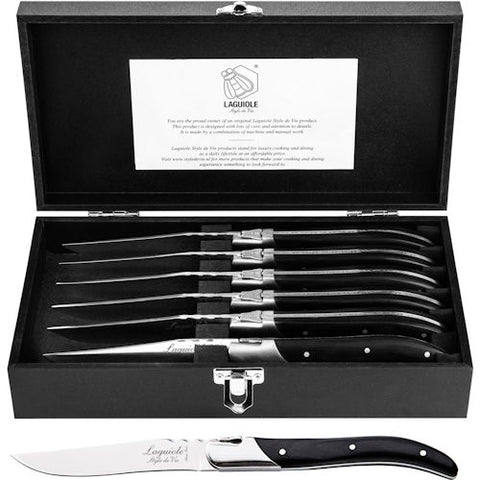 Steakmessenset Luxury Laguiole Ebbenhout